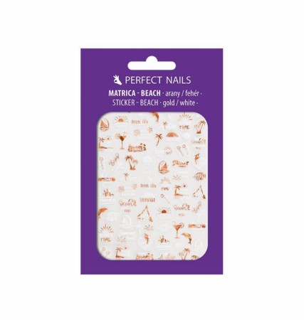 Perfect Nails NAIL STICKER BEACH - GOLD/WHITE